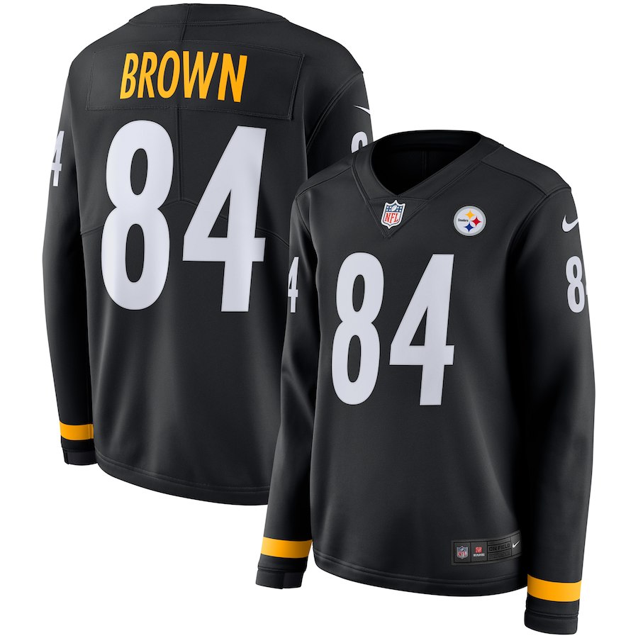 Women Pittsburgh Steelers #84 Brown black Limited NFL Nike Therma Long Sleeve Jersey